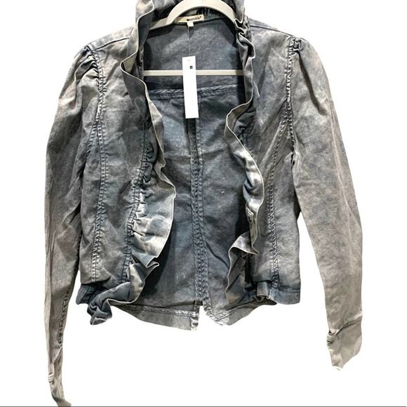 LA Made women’s jacket ruffled jean size L tie dye vintage look - Picture 1 of 8